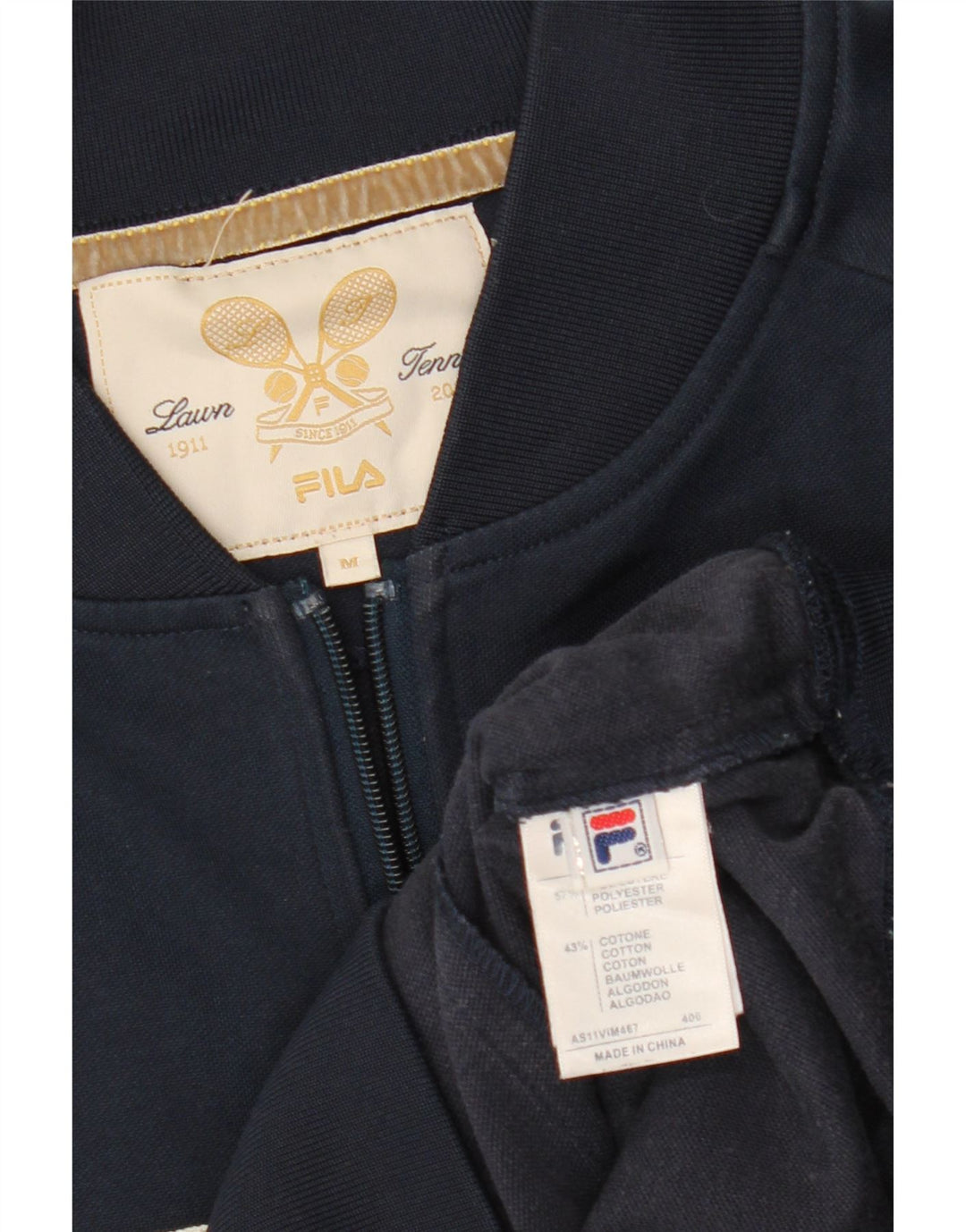 FILA Herren-Trainingsanzug-Oberteil, Mittelgroßes marineblaues Farbblock-Polyester