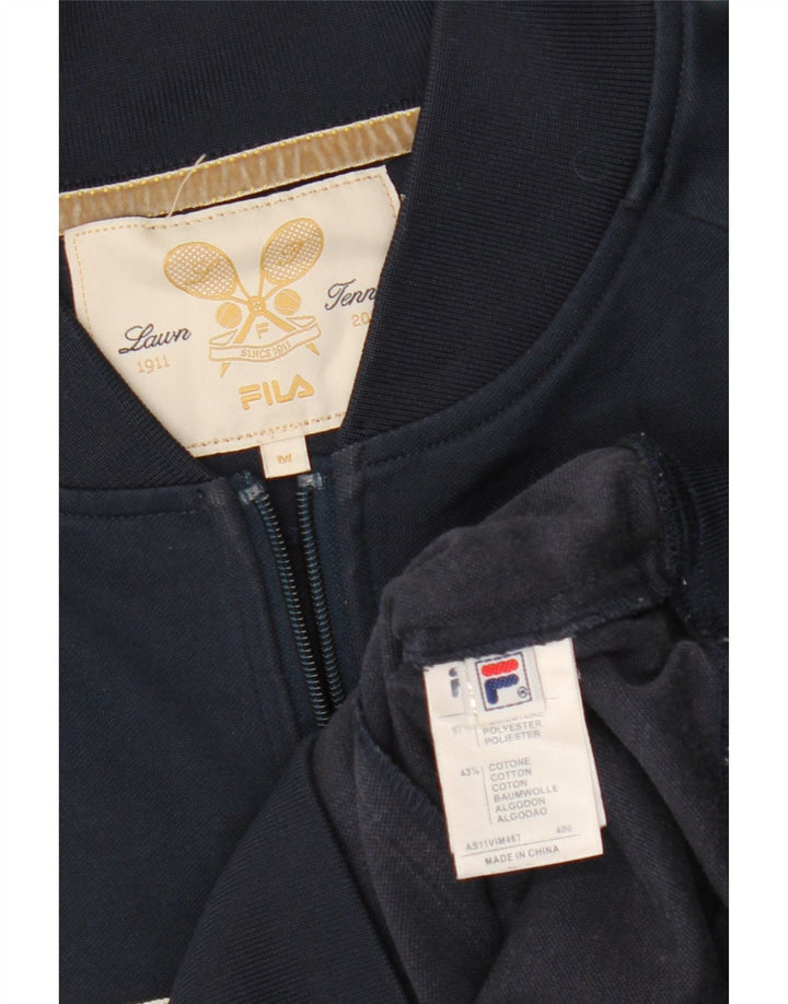 FILA Herren-Trainingsanzug-Oberteil, Mittelgroßes marineblaues Farbblock-Polyester