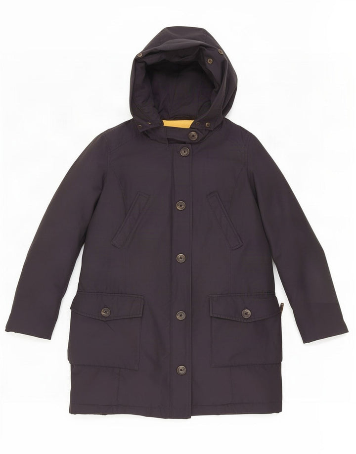 Zara Wattierter Damenmantel mit Kapuze UK 12 Medium Navy Blue Polyamid