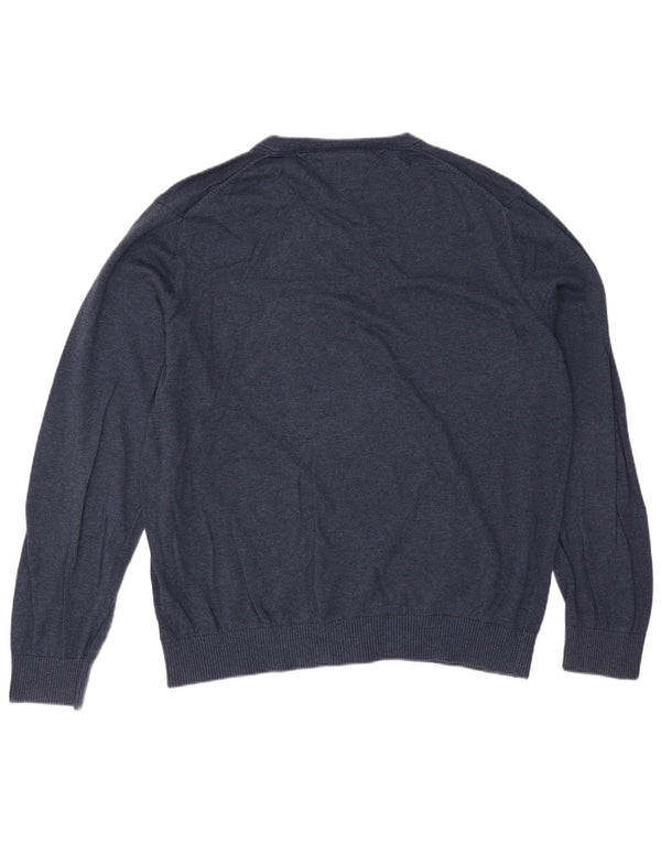 Tommy Hilfiger Herren-Pullover mit V-Ausschnitt, 2XL, Marineblau, Baumwolle