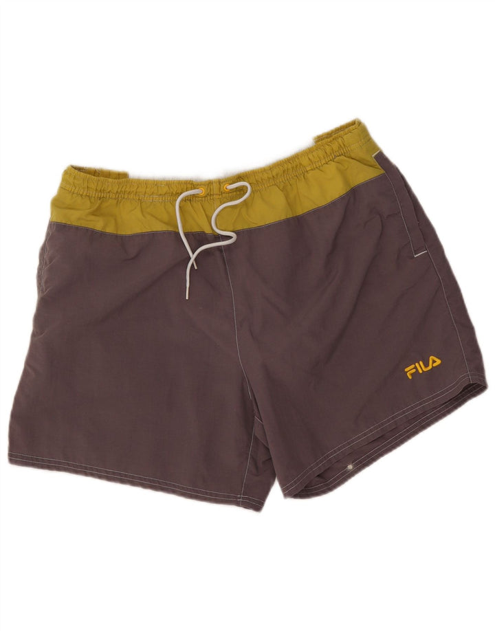 Fila Herren-Badeshorts mit Grafik, groß, graues Colourblock-Polyamid