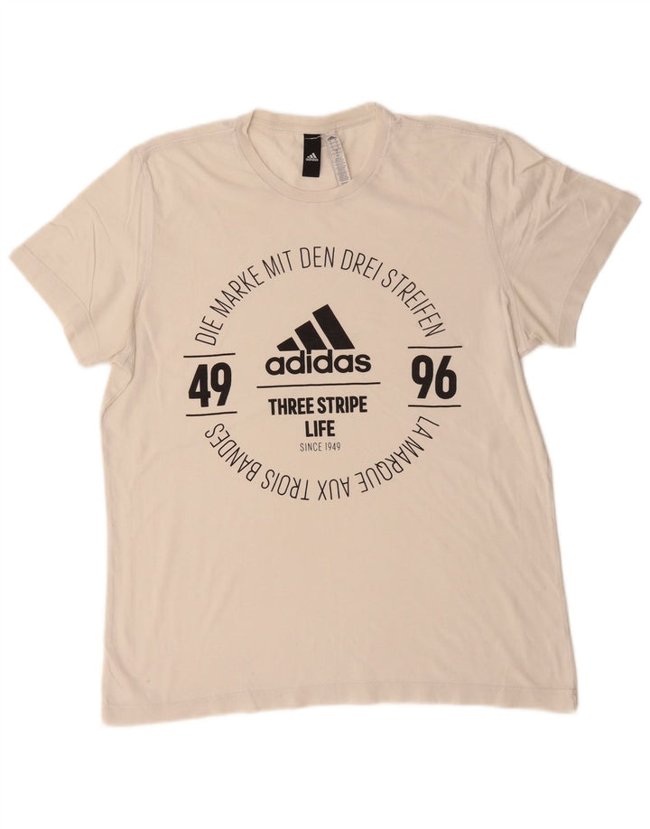 ADIDAS Herren Grafik T-Shirt Top Große weiße Baumwolle