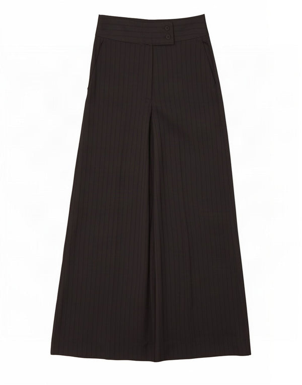 Zara Damen-Freizeithose mit hoher Taille und weitem Bein, XS W24 L29, schwarze Nadelstreifen