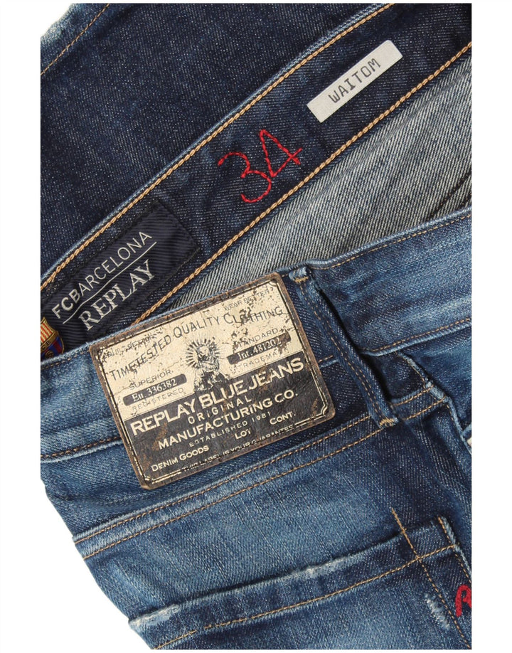 REPLAY Herren Waitom Straight Jeans W34 L34 Marineblau