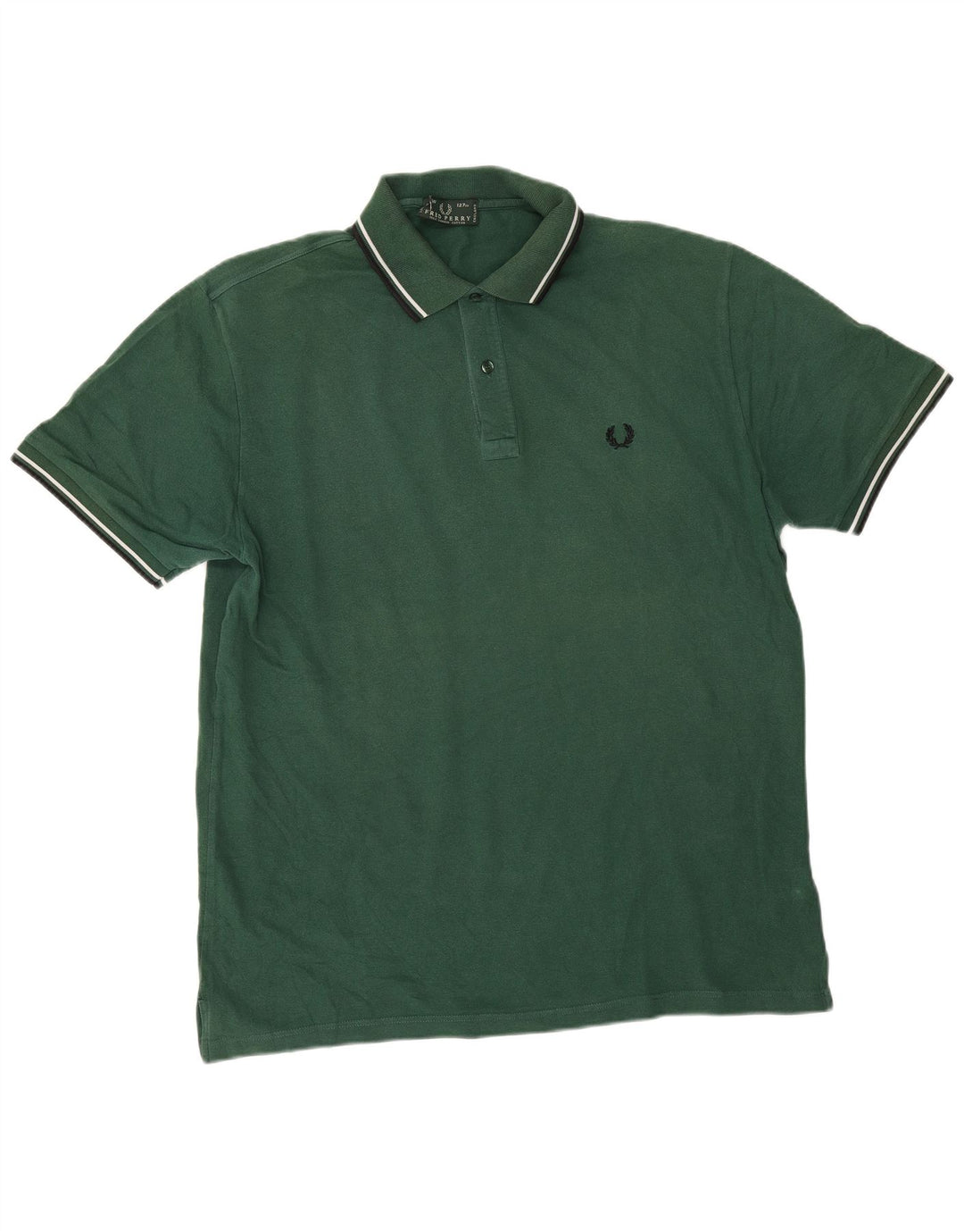Fred Perry Herren Poloshirt XL grün gestreift aus Baumwolle