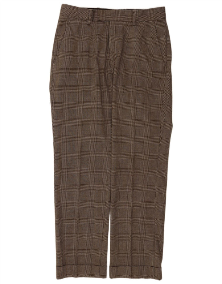 Gerade Anzughose für Herren von Zara, EU 40, mittelgroß, W31, L31, braun karierte Wolle