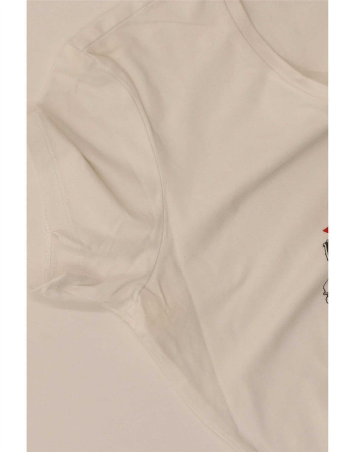 Guess Damen Grafik-T-Shirt-Oberteil UK 12 Medium Weiß