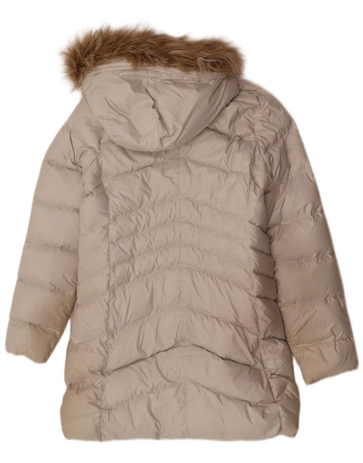Marmot Wattierter Damenmantel mit Kapuze, UK 10, Größe S, cremefarbenes Polyester