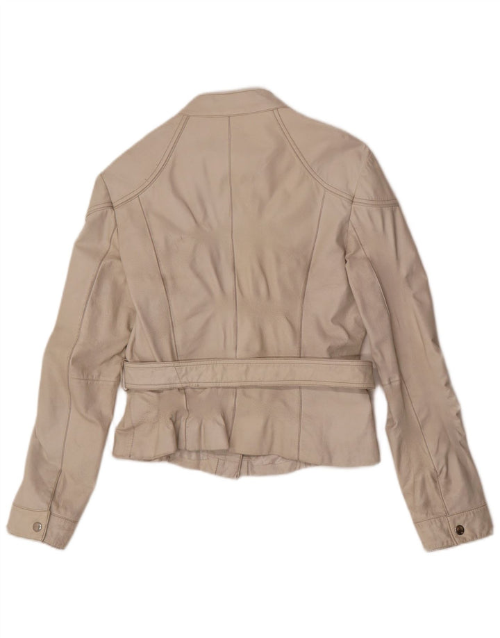 Vintage Damen Leder Racer Jacke IT 46 Großes weißes Leder