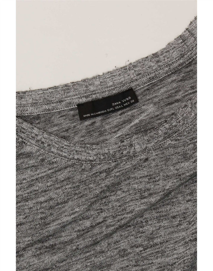 Zara Damen Top Langarm UK 16 Large Grau meliert