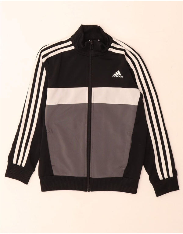 Adidas Jungen-Trainingsanzug-Top-Jacke, 7–8 Jahre, schwarzes Colourblock-Polyester