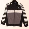 Adidas Jungen-Trainingsanzug-Top-Jacke, 7–8 Jahre, schwarzes Colourblock-Polyester
