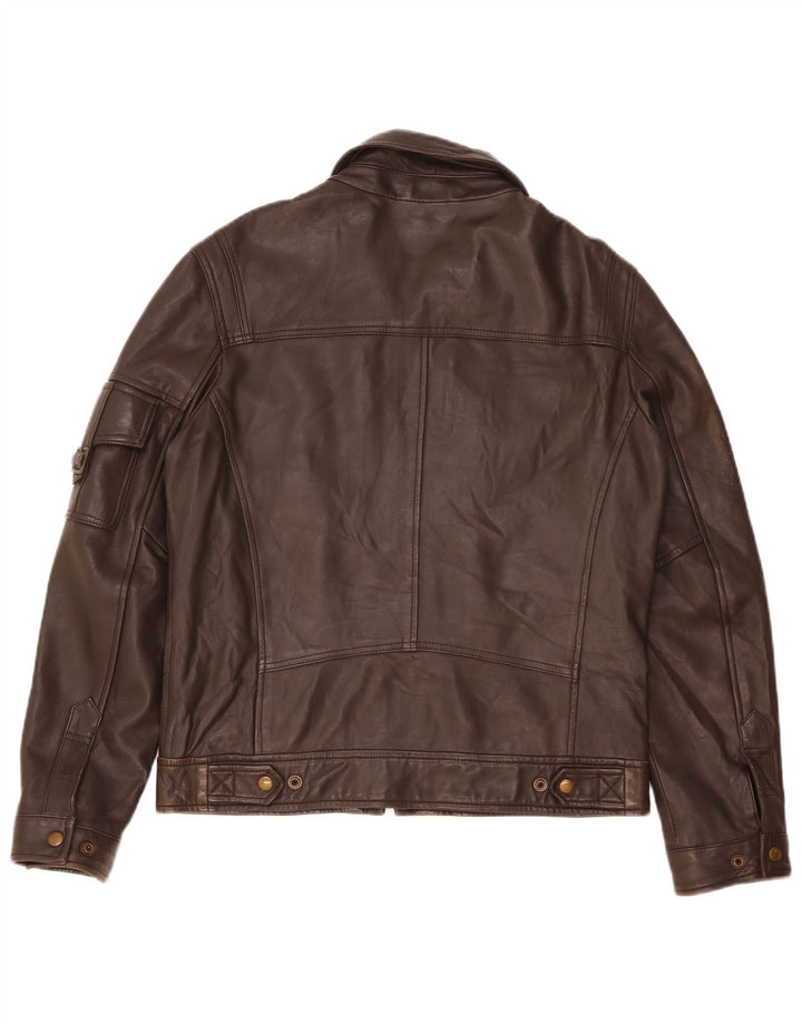 Zara Herren Lederjacke UK 38 Mittelbraunes Leder