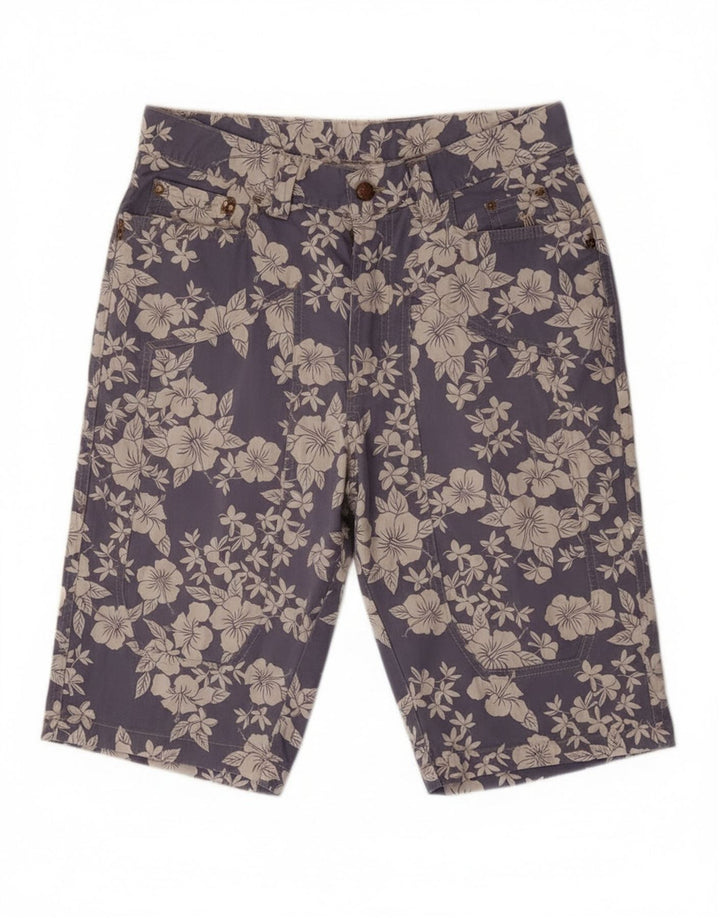 Jeckerson Herren-Bermudashorts W31 Mittelblaue geblümte Baumwolle