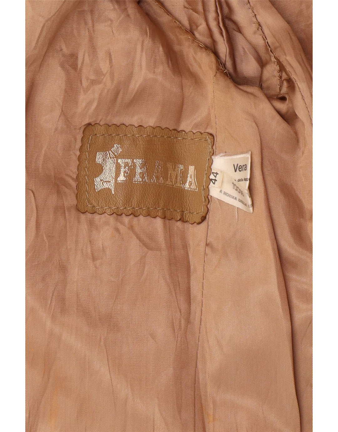 Vintage Damen 2-Knopf-Blazerjacke IT 44 Medium Beige Leder Classic