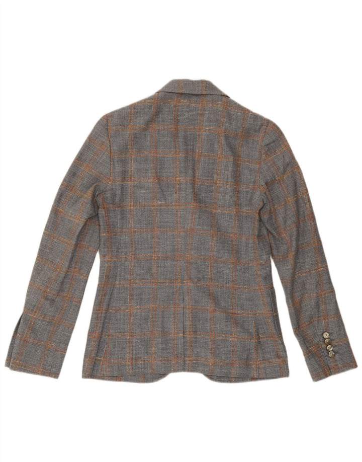 Lardini Damen 2-Knopf-Blazerjacke IT 38 XS grau karierte Wolle