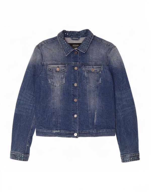 Replay Damen Jeansjacke UK 18 XL Blaue Baumwolle