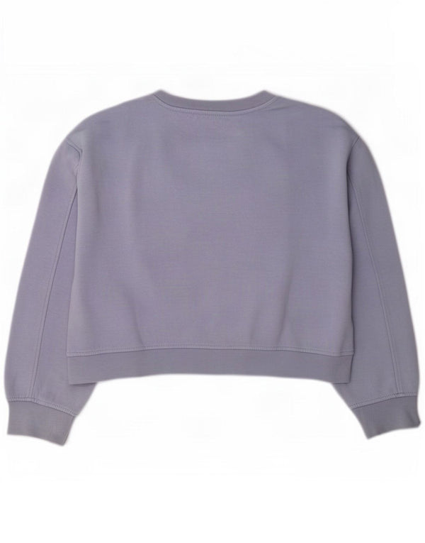 Zara Damen Crop Sweatshirt Pullover UK 16 Large Lila Baumwolle