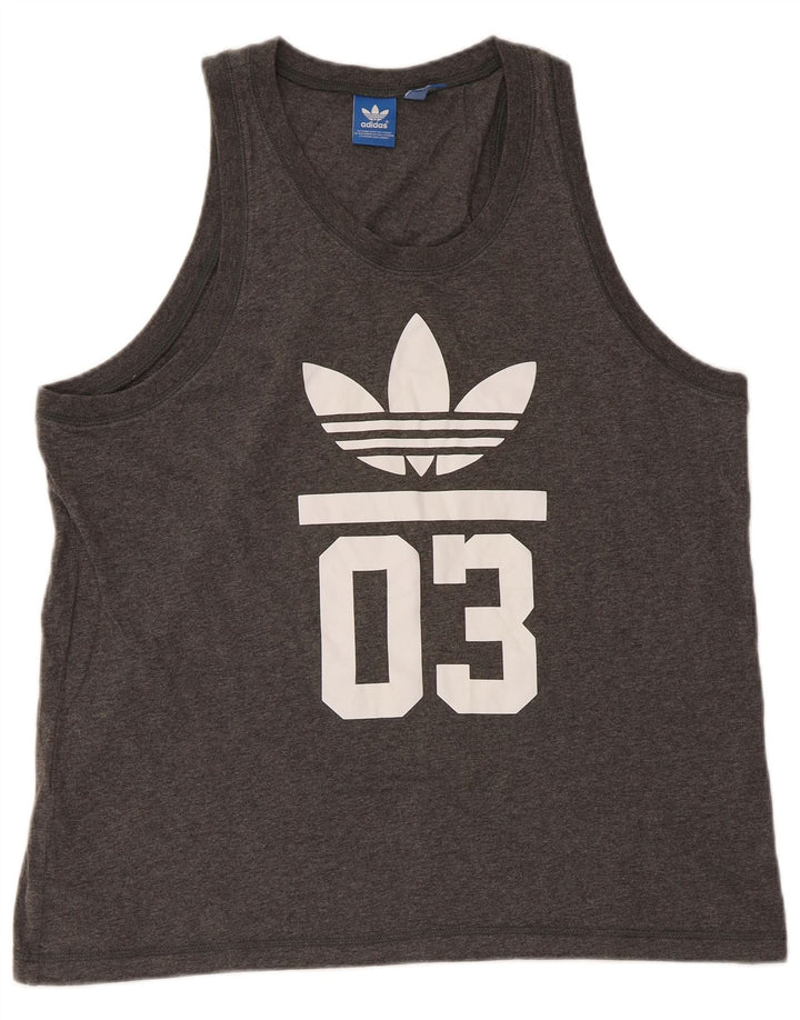 Adidas Herren Graphic Vest Top Große graue Baumwolle