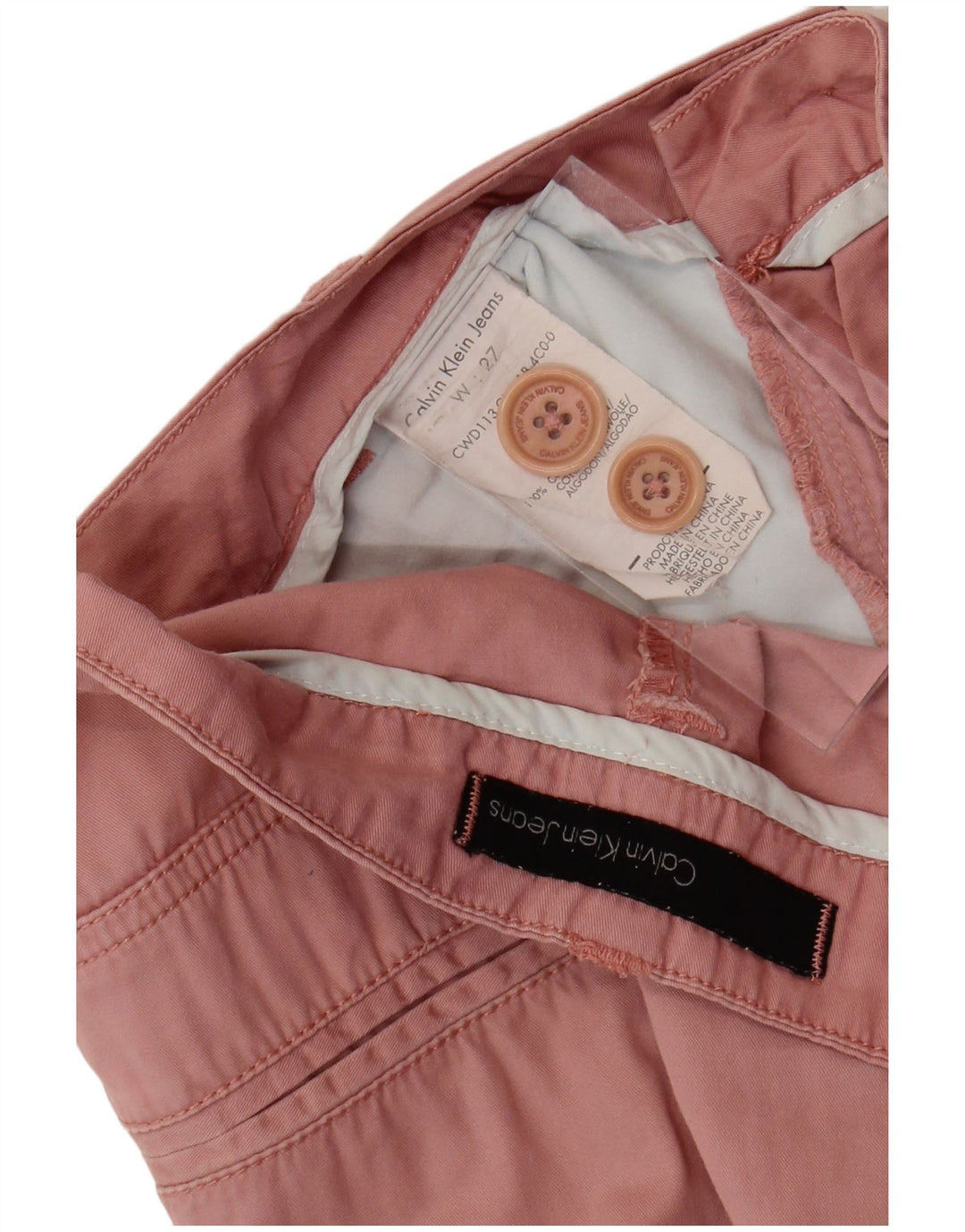 CALVIN KLEIN JEANS Damen Chinoshorts W27 Small Rosa Baumwolle