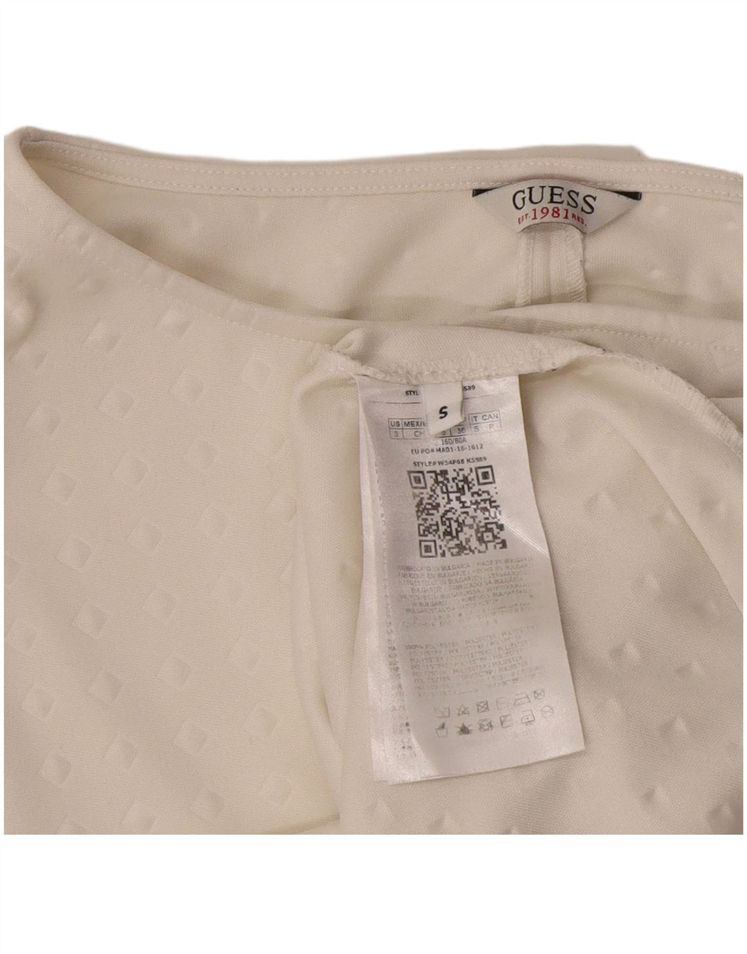 Guess Damen-Oberteil in Übergröße, 3/4-Ärmel, UK-Größe 10, Größe S, weiß, geometrisch, Polyester