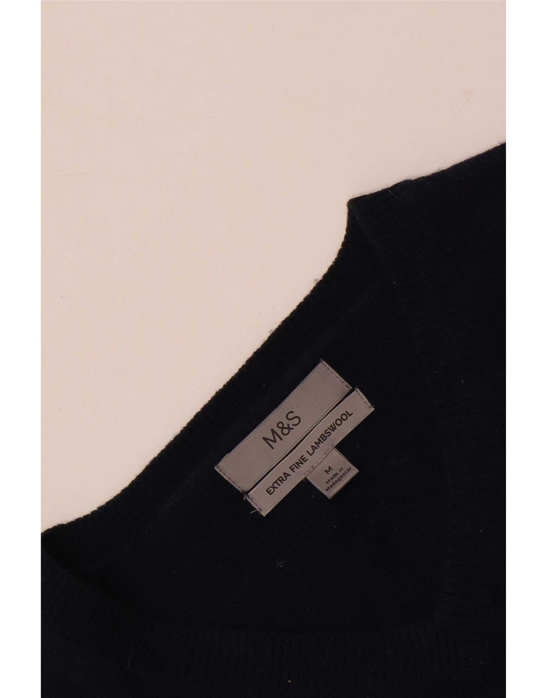 Marks & Spencer Herren-Pullover mit V-Ausschnitt aus mittelblauer Lammwolle