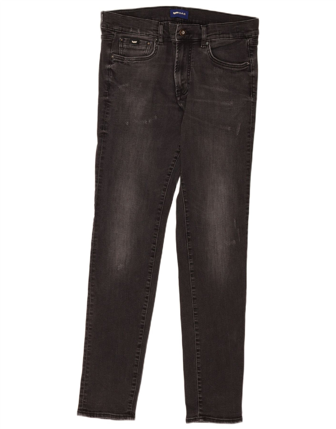 Gas Herren Distressed Slim Jeans W33 L34 Schwarze Baumwolle