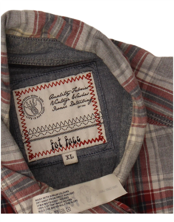 Fat Face Herren-Flanellhemd XL, grau kariert, Baumwolle