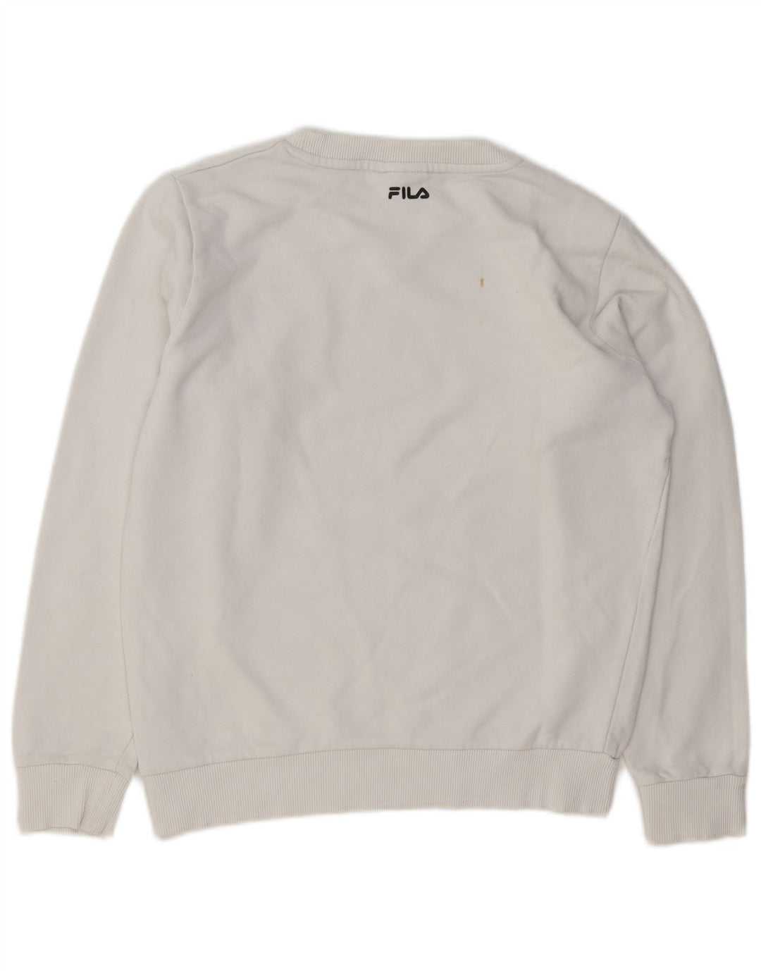 Fila Damen Übergroßer Sweatshirt-Pullover UK 10 Small Weiße Baumwolle