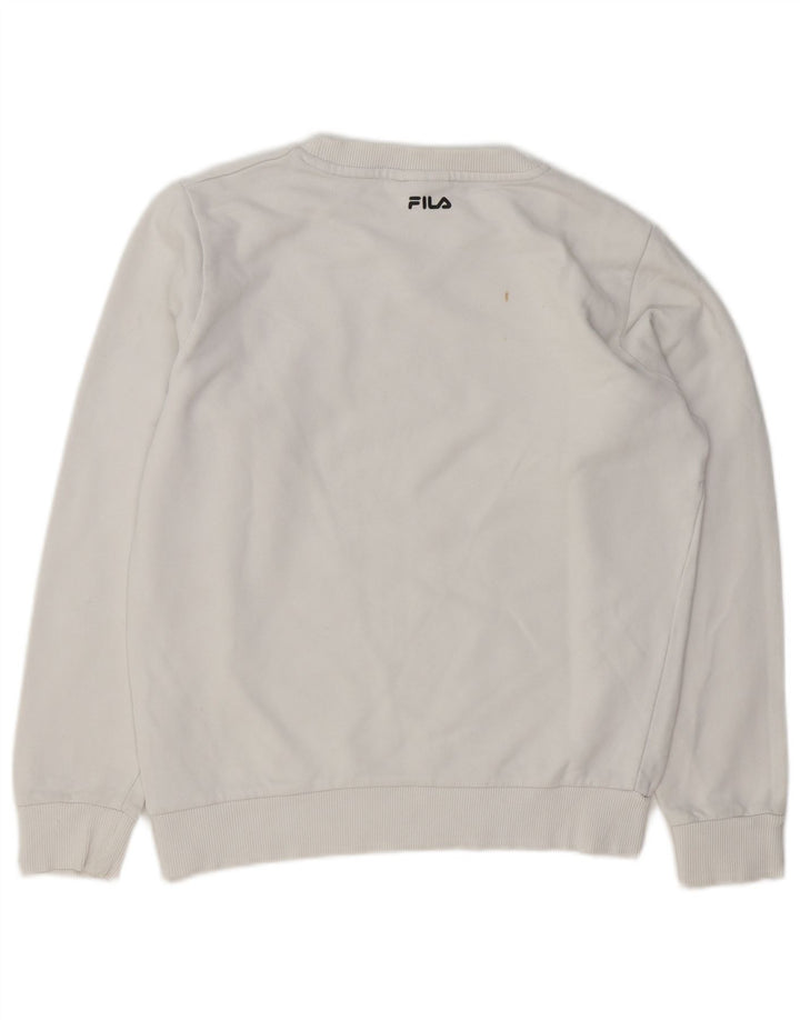 Fila Damen Übergroßer Sweatshirt-Pullover UK 10 Small Weiße Baumwolle