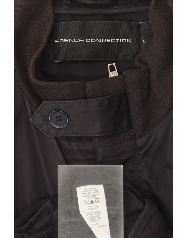 French Connection Herren Bomberjacke UK 40 Large Marineblau Baumwolle