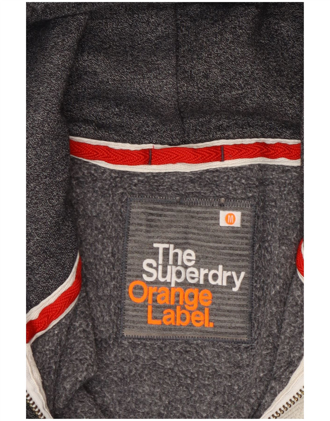 Superdry Herren-Kapuzenpullover mit Reißverschluss, mittelgrau gefleckte Baumwolle