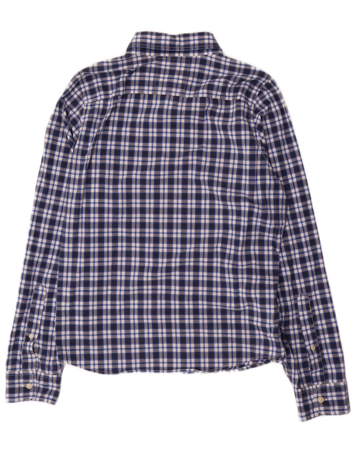 Hollister Herrenhemd aus Baumwolle, mittelgroß, marineblau, kariert