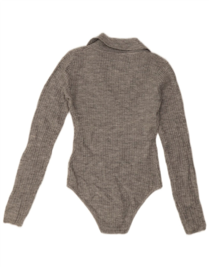 Jack Wills Langarm-Body für Damen, Gr. 8, Größe S, Grau, Acryl
