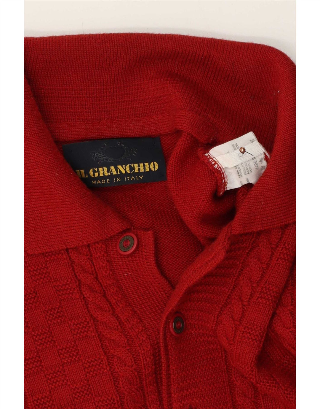 Il Granchio Herren-Pullover mit Polokragen, große rote Wolle