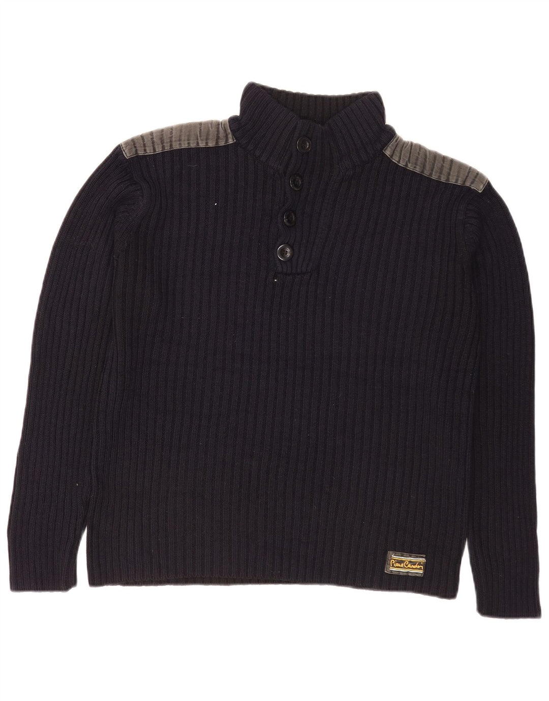 Pierre Cardin Herren-Pullover mit Knopfkragen, Größe S, Marineblau, Farbblock