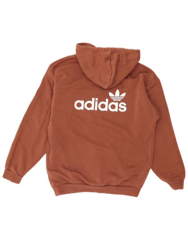 Adidas Womens Graphic Oversized Hoodie Pullover UK 6 XS Braune Baumwolle
