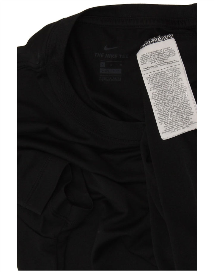 NIKE Damen Dri Fit Graphic T-Shirt Top UK 14 Medium Schwarz Polyester