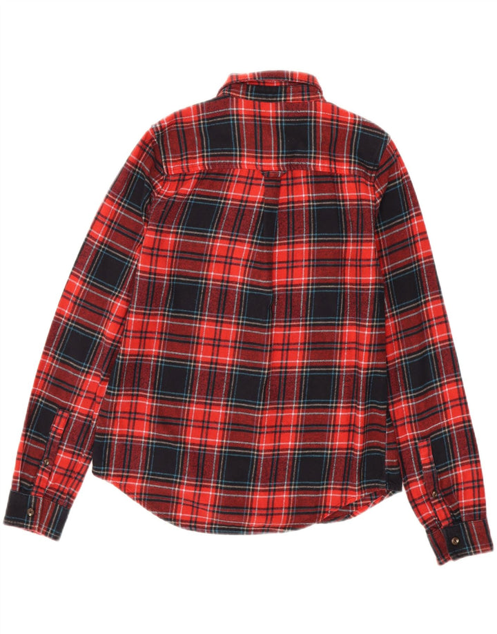 SUPERDRY Flanellhemd für Damen, UK 8, Größe S, rot kariert, Baumwolle