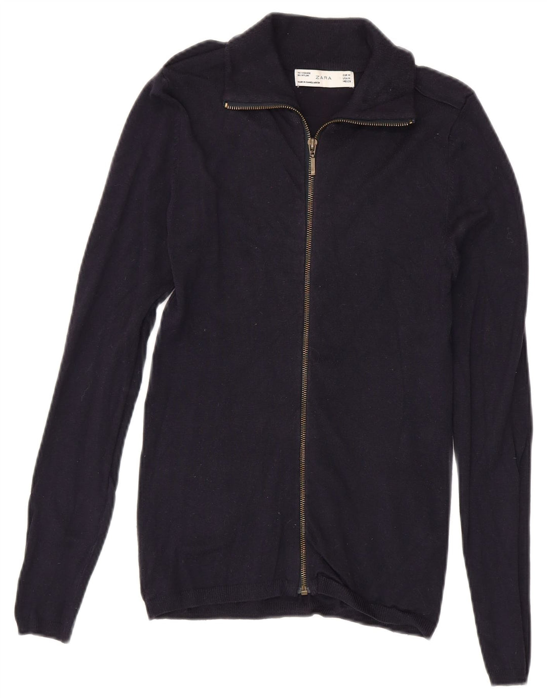 Zara Damen-Pullover mit Reißverschluss am Hals, UK 12, mittlere marineblaue Viskose