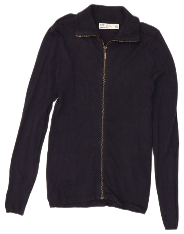 Zara Damen-Pullover mit Reißverschluss am Hals, UK 12, mittlere marineblaue Viskose