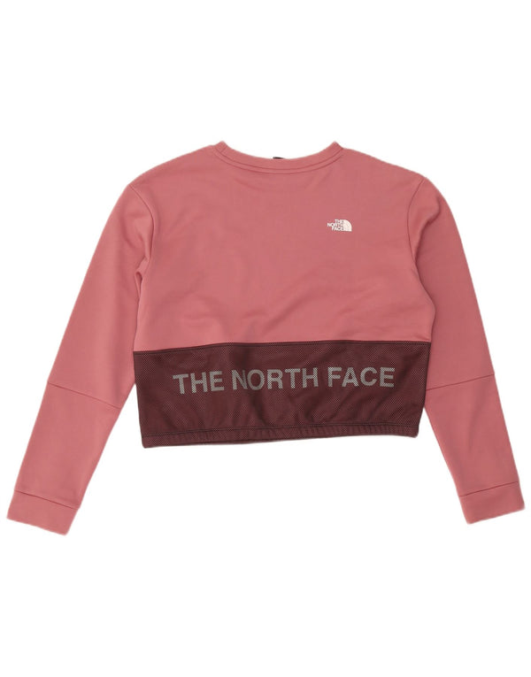 The North Face Damen Crop Sweatshirt Pullover UK 16 Large Pink Colourblock