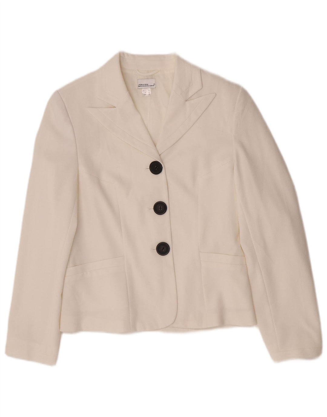 Jürgen Michaelsen Damen-Blazerjacke mit 3 Knöpfen, Gr. 10, Größe S, Weiß, Polyester