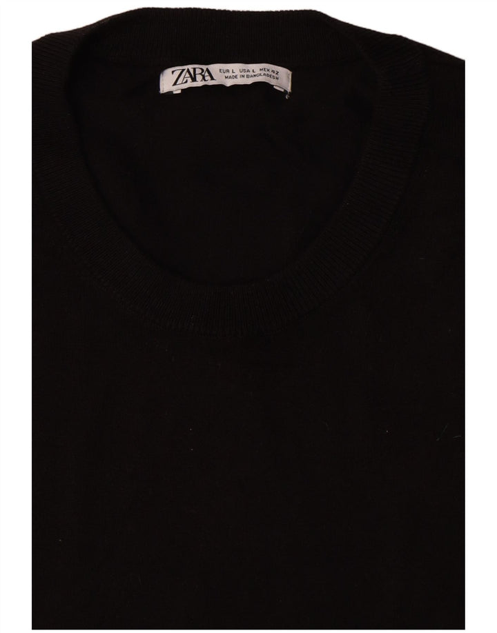 Zara Herren T-Shirt Top Large Schwarz