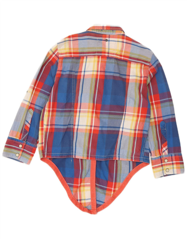 Superdry Damen Pullover-Flanellhemd UK 12 Mittelblau karierte Baumwolle