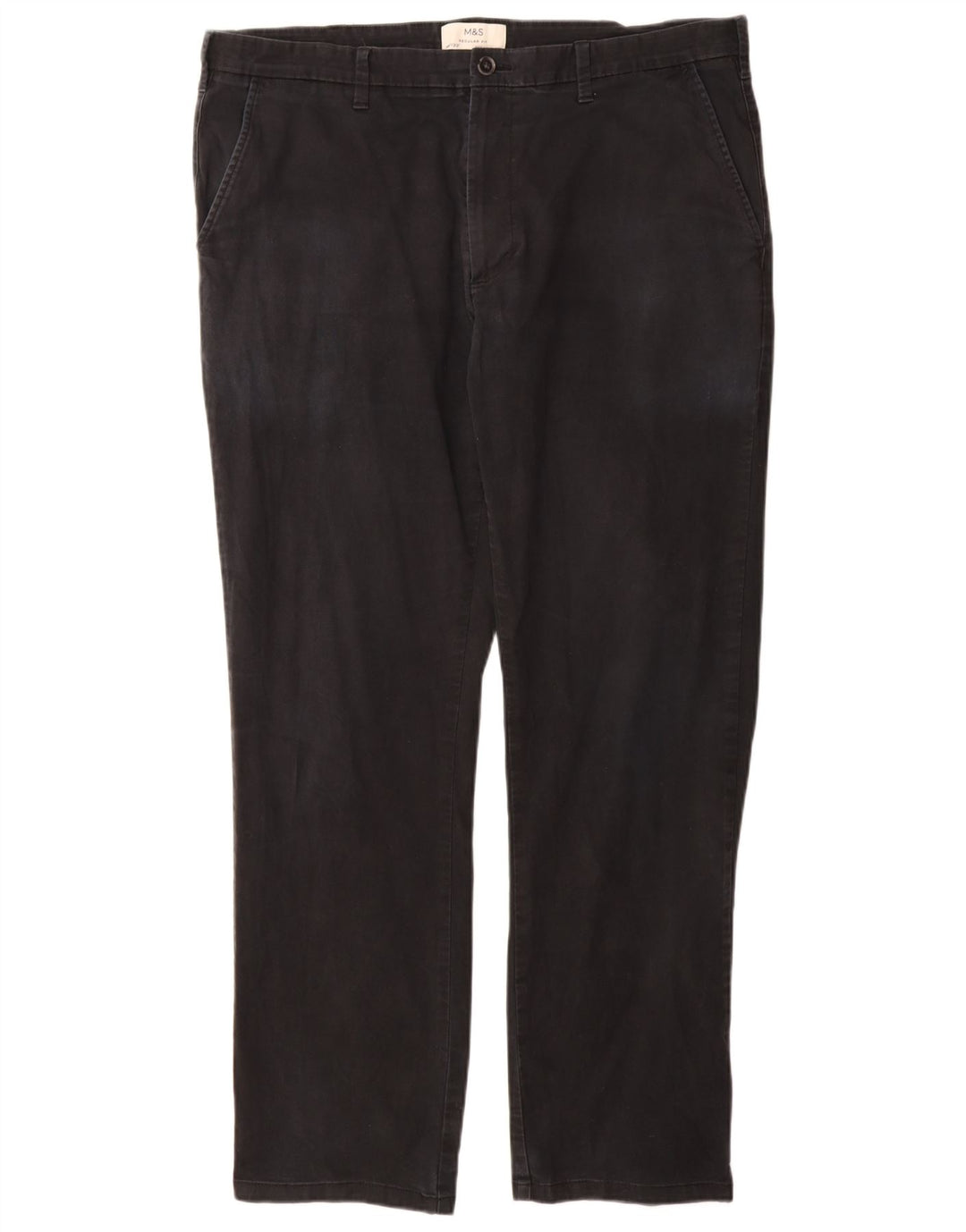 Marks & Spencer Herren-Chinohose mit normaler Passform, W38 L33, schwarze Baumwolle