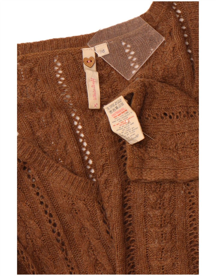 WHITE STUFF Damen-Cardigan-Pullover UK 16 Große braune Viskose