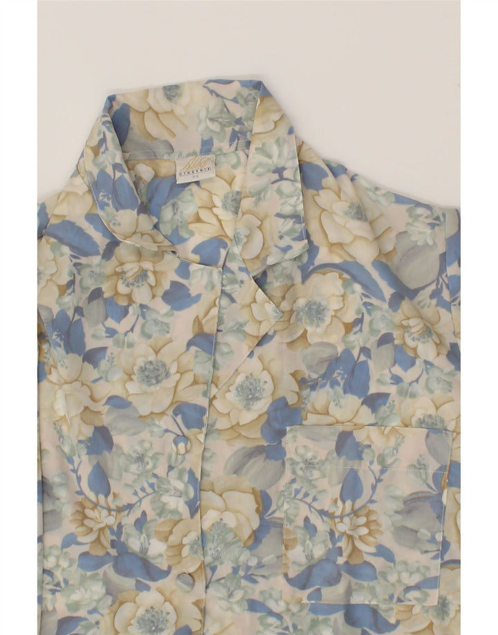 VINTAGE Womens 4 Button Blazer Jacket IT 44 Medium Off White Floral Vintage Vintage and Second-Hand Vintage from Messina Hembry 