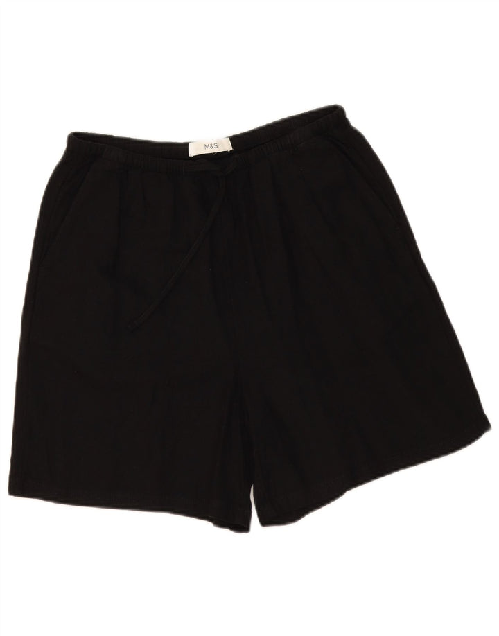Marks & Spencer Damen Chinoshorts UK 10 Small W30 Schwarzes Leinen