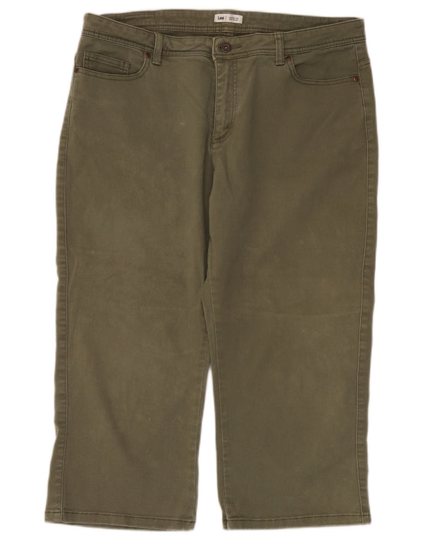 Lee Damen gerade Caprihose US 14 XL W36 L22 Khaki Baumwolle